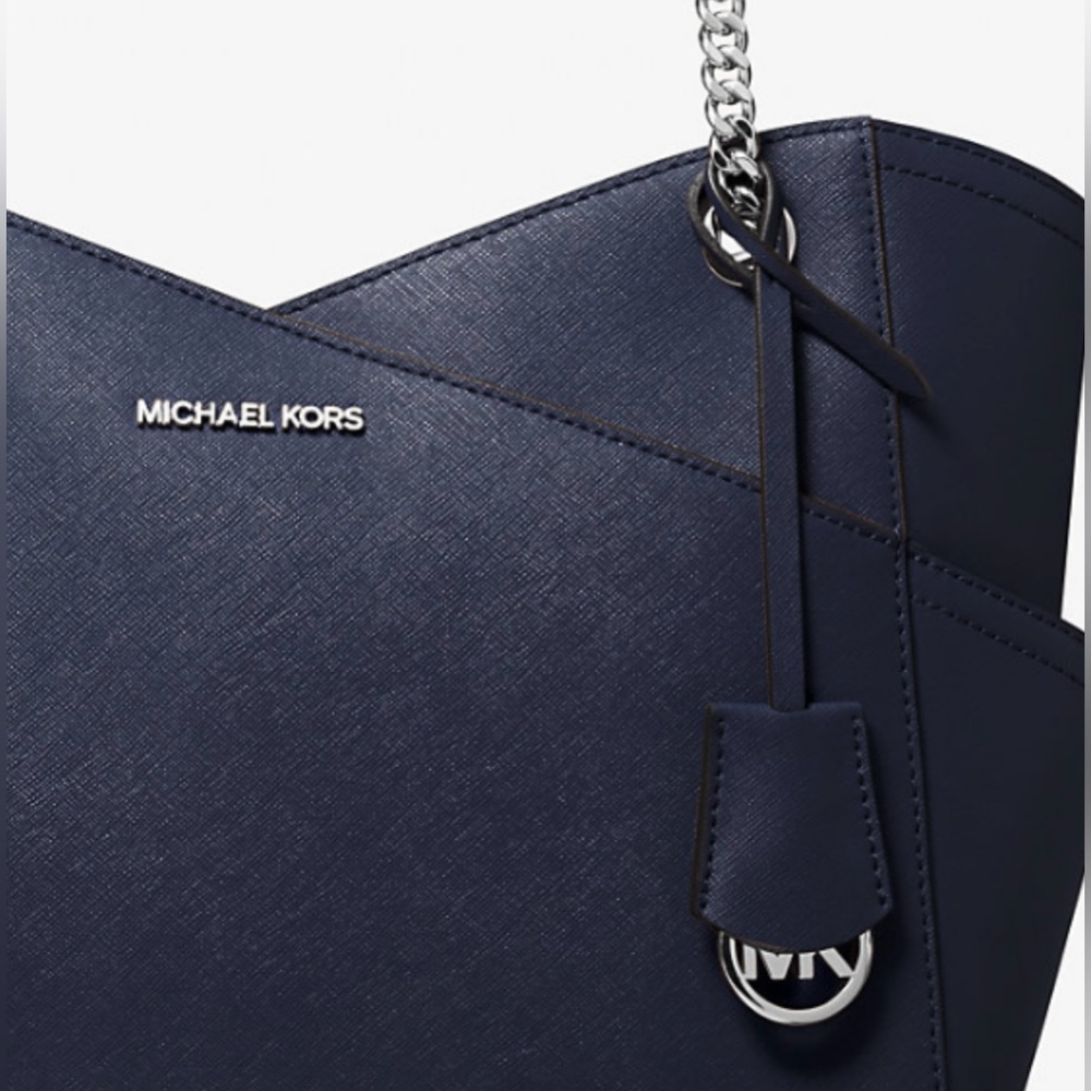 NWT | Michael Kors Jet Set Large Saffiano Leather Tote – Navy - Picture 4 of 8